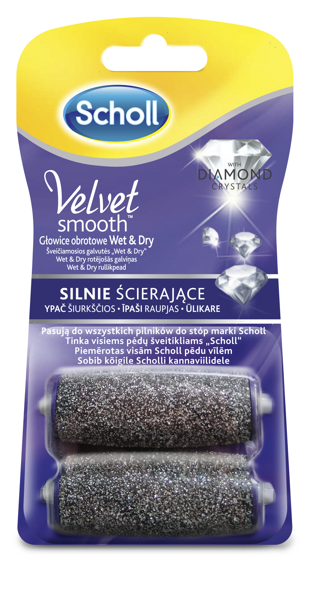Scholl Velvet Smooth Wet & Dry silnie scierajace glowice obrotowe z krysztalkami diamentow